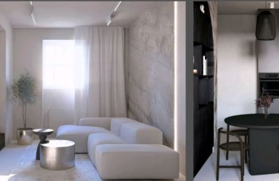 Kasteel appartement te koop Lubiechowo, West-Pommeren,, Salon i kuchnia - projekt aranżacji 