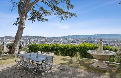 Historische villa te koop Biel/Bienne, Alpenstrasse 95, Bern/Berne, Panoramablick über die Bieler Dächer, die Alpenkette und den Bielersee