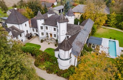 Kasteel te koop 4693 Desselbrunn, Opper-Oostenrijk, Die Südwestansicht samt Poolanlage