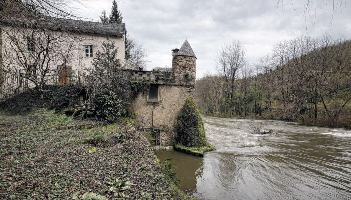Historische watermolen aan de oever van de Viaur, Région Occitanie