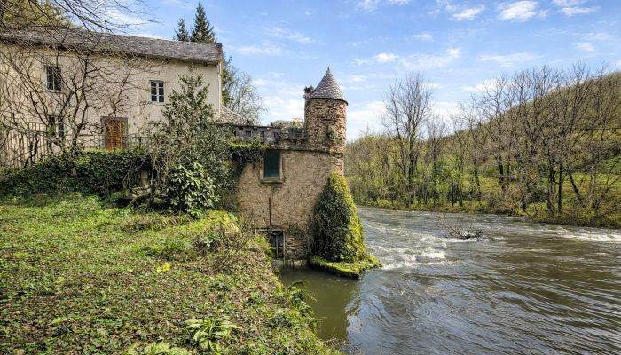Historische watermolen aan de oever van de Viaur, Région Occitanie